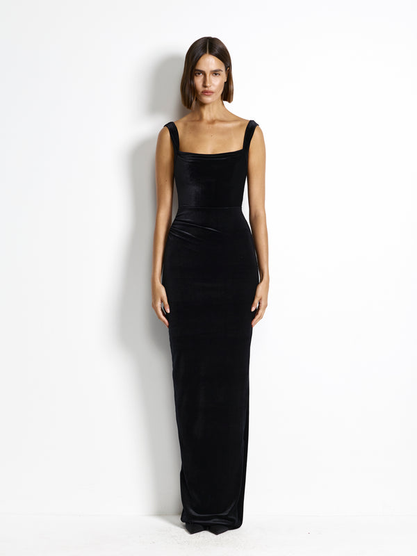Marbella Gown - Black Velvet - EFFIE KATS