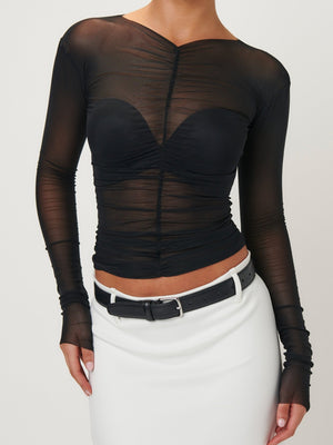 MAYA MESH TOP - BLACK - EFFIE KATS