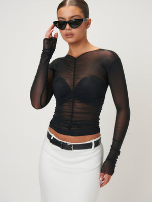MAYA MESH TOP - BLACK - EFFIE KATS