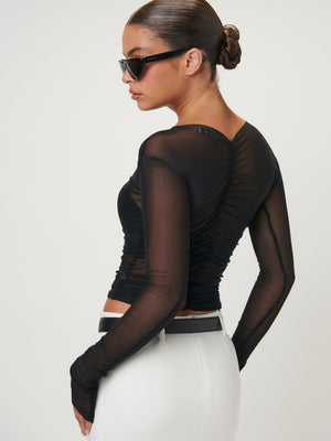 MAYA MESH TOP - BLACK - EFFIE KATS