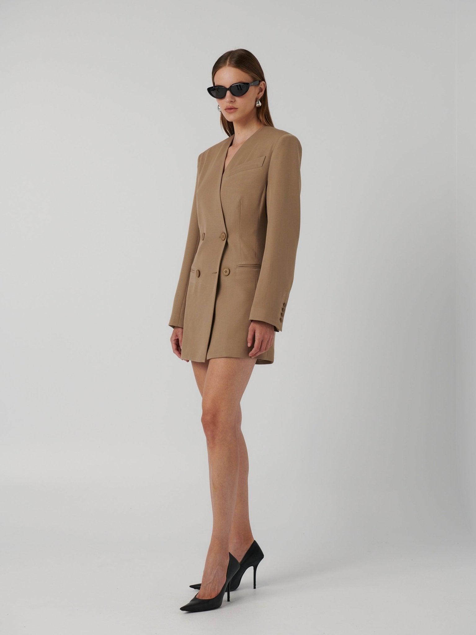 NERIAH BLAZER DRESS - TAUPE - EFFIE KATS