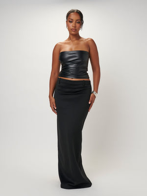 THE LYA BODICE - FAUX BLACK LEATHER - EFFIE KATS