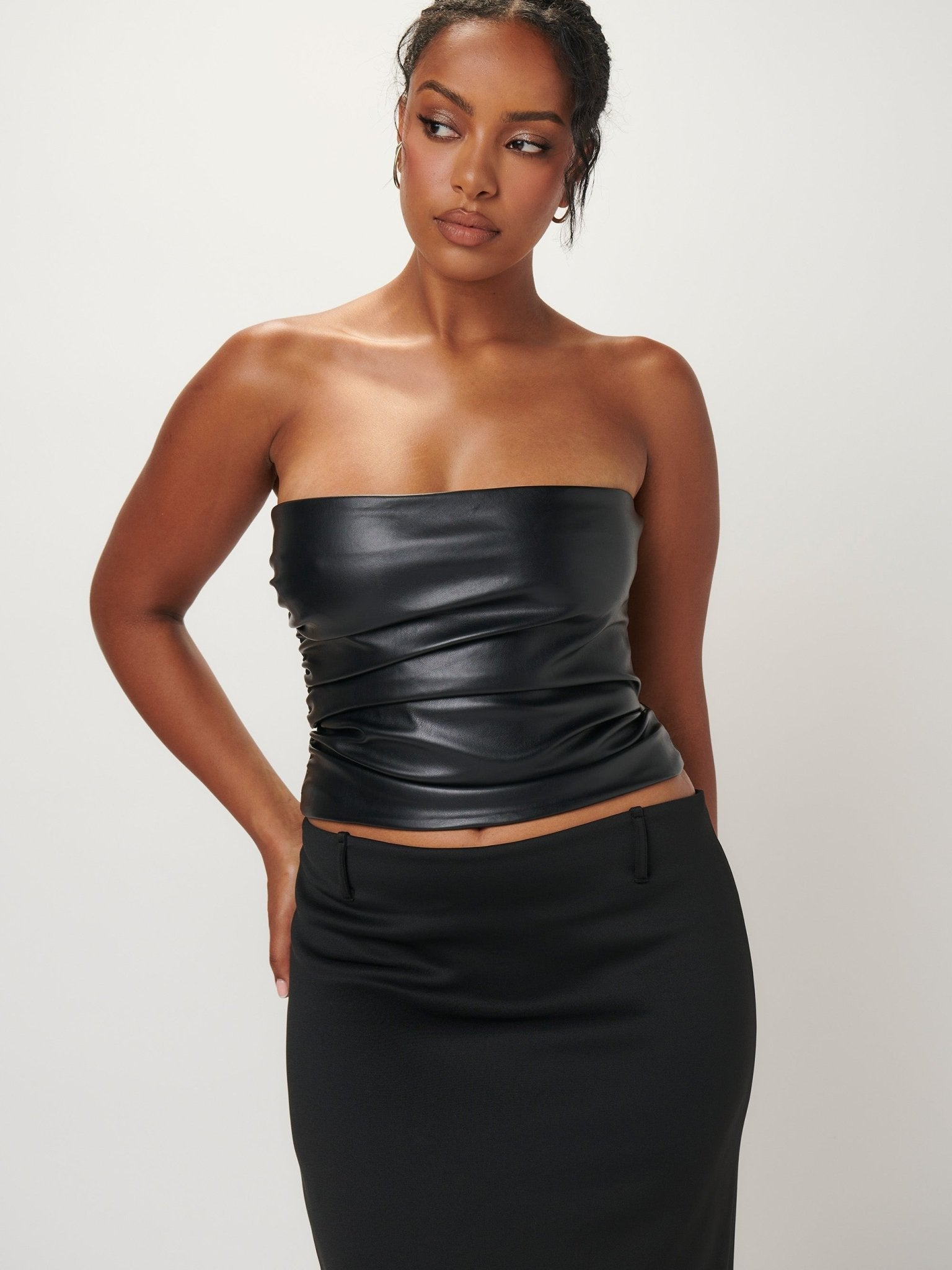 THE LYA BODICE - FAUX BLACK LEATHER - EFFIE KATS