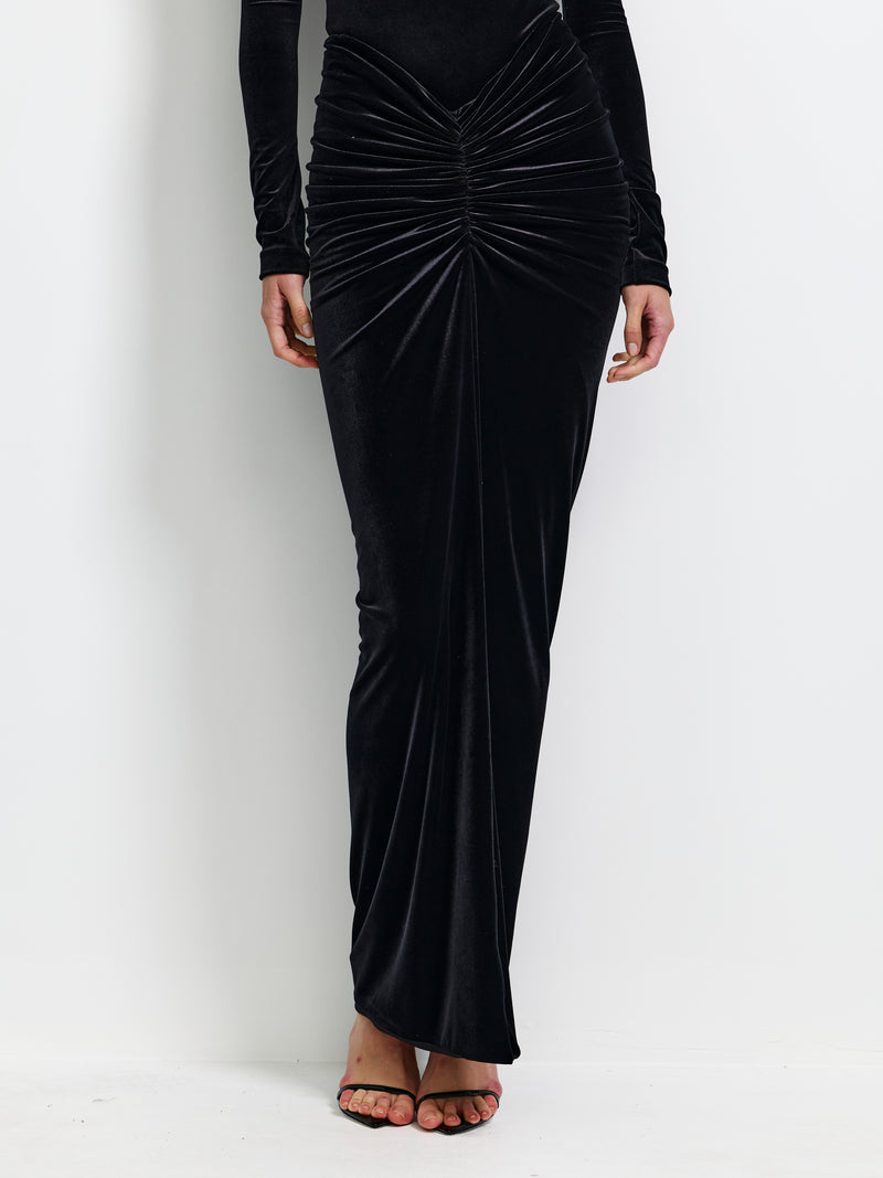 Barton Skirt - Black Velvet - EFFIE KATS
