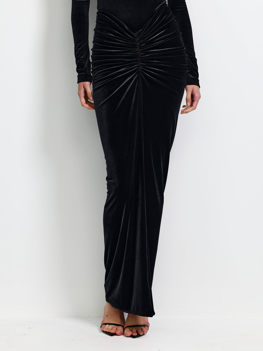Barton Skirt - Black Velvet - EFFIE KATS
