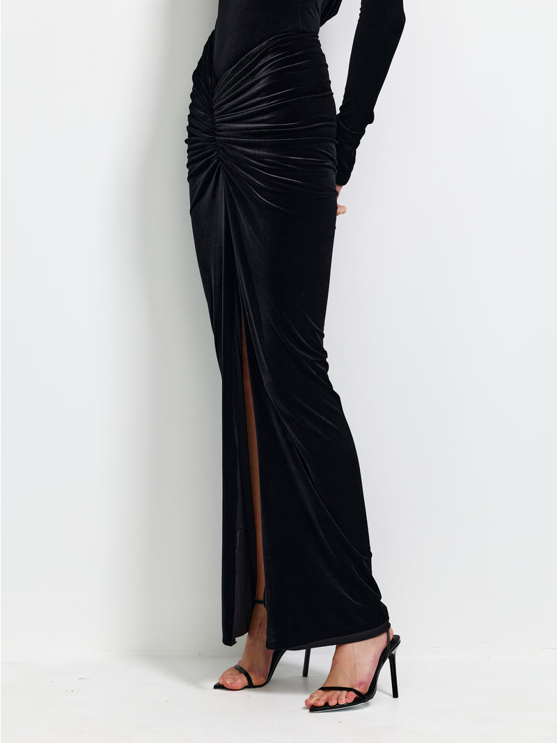 Barton Skirt - Black Velvet - EFFIE KATS