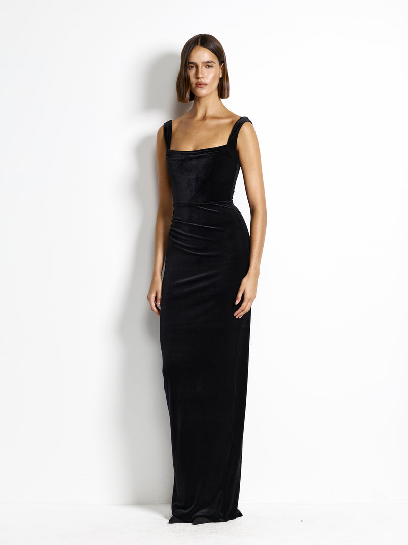 Marbella Gown - Black Velvet - EFFIE KATS