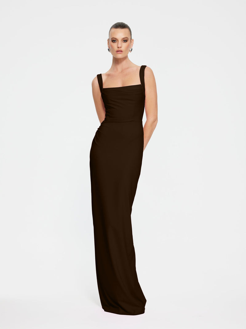 Marbella Gown - Coffee (Pre - order) - EFFIE KATS