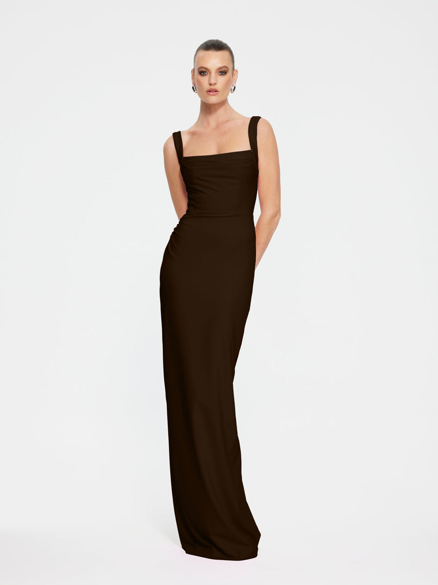 Marbella Gown - Coffee (Pre - order) - EFFIE KATS