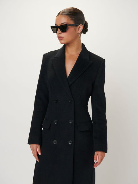 Double Breasted Coat - Black - EFFIE KATS