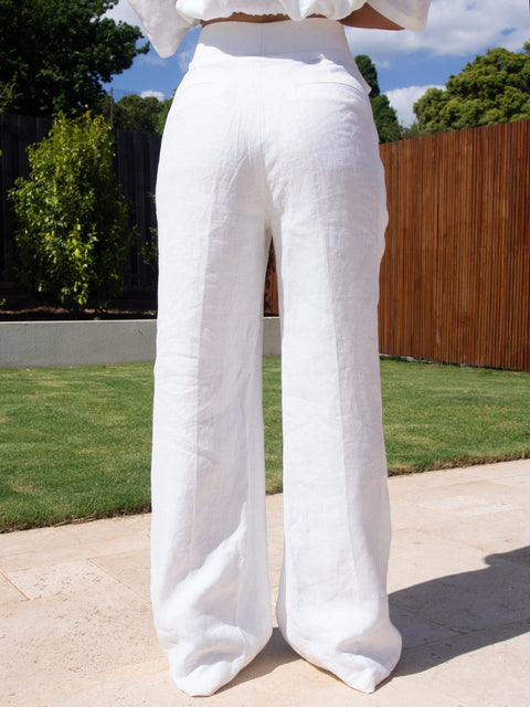 Leesa Linen Pants - Ivory - EFFIE KATS