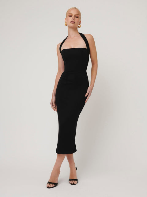Meline Midi Dress - Black - EFFIE KATS