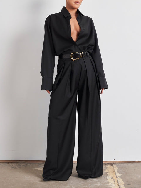 PERINELLE PANT - BLACK WOOL - EFFIE KATS