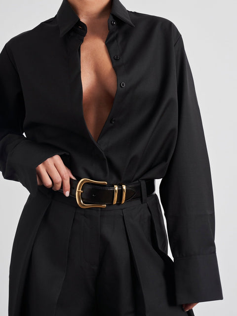 TAILORED SHIRT - BLACK WOOL - EFFIE KATS