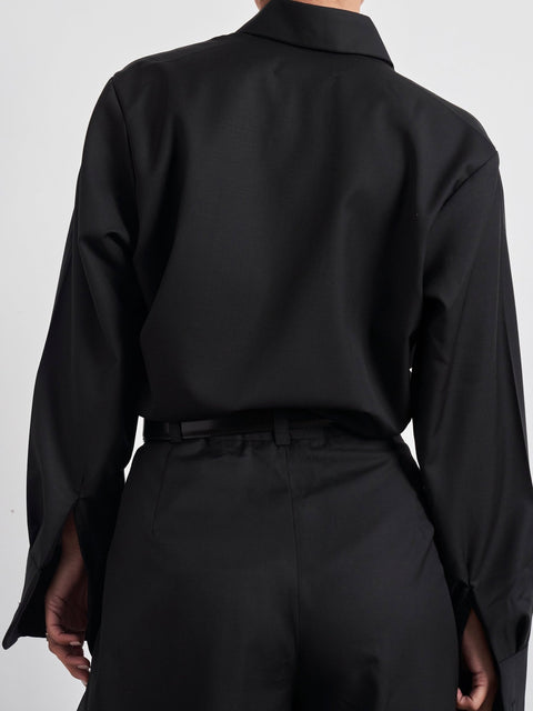 TAILORED SHIRT - BLACK WOOL - EFFIE KATS