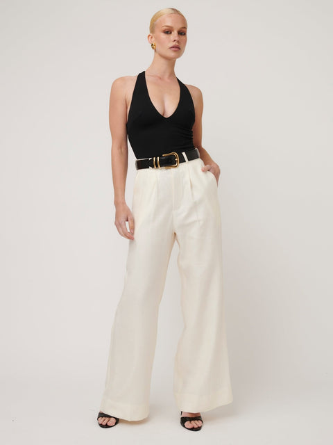 Wide Leg Pants - Eggshell Linen - EFFIE KATS